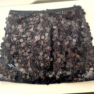 Black sequin mini skirt